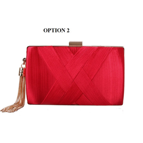 Luxury Silk Clutch Metal Chain Bags CODE: KAR1446