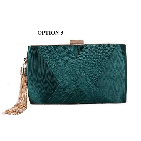 Luxury Silk Clutch Metal Chain Bags CODE: KAR1446