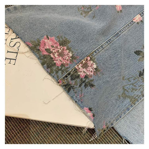 Flowers Print Long High Waist Slim Sexy Open Split Straight Skirt CODE: KAR1449