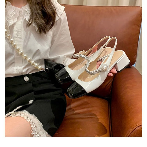 Pu Leather Chunky Elegant High Heel Sandal CODE: KAR1451