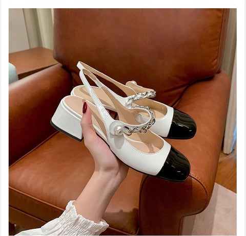 Pu Leather Chunky Elegant High Heel Sandal CODE: KAR1451