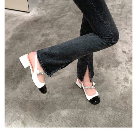 Pu Leather Chunky Elegant High Heel Sandal CODE: KAR1451