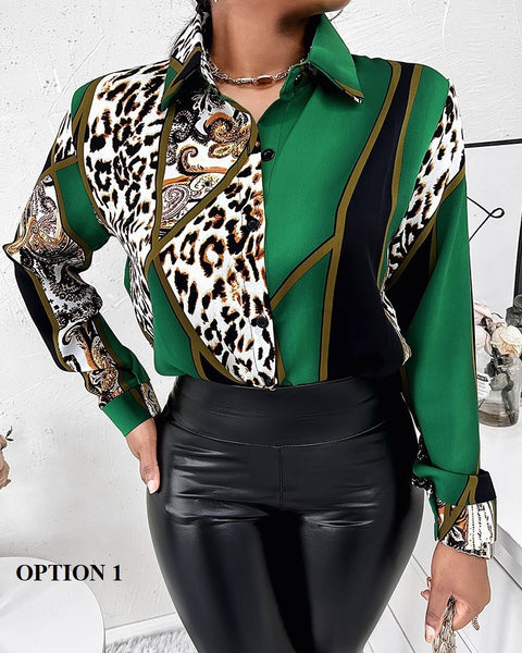 New Loose Contrast Color Long Sleeve Fashion Shirt CODE: KAR1453