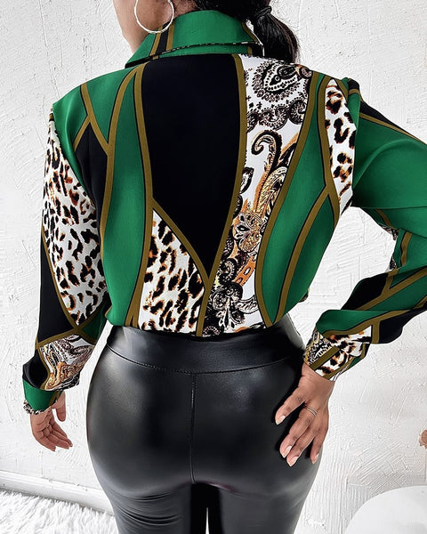 New Loose Contrast Color Long Sleeve Fashion Shirt CODE: KAR1453