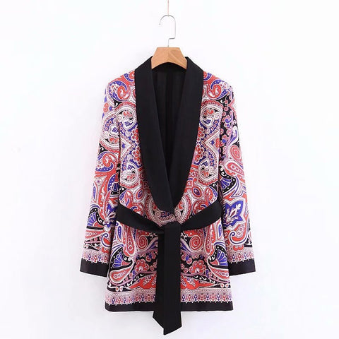 New Fashion Patchwork Floral Elegant V neck Coat Pant Set CODE: KAR1461