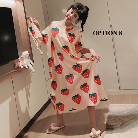 Sexy Oversize Sleepwear Lingerie Cute Print Flower Loose Night Dress CODE: KAR1466