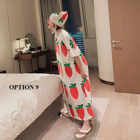 Sexy Oversize Sleepwear Lingerie Cute Print Flower Loose Night Dress CODE: KAR1466