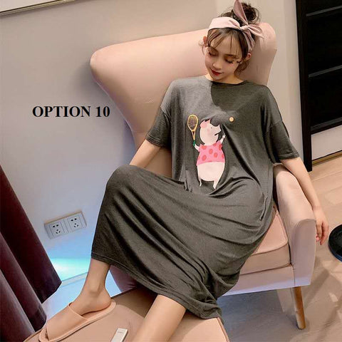 Sexy Oversize Sleepwear Lingerie Cute Print Flower Loose Night Dress CODE: KAR1466
