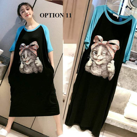 Sexy Oversize Sleepwear Lingerie Cute Print Flower Loose Night Dress CODE: KAR1466
