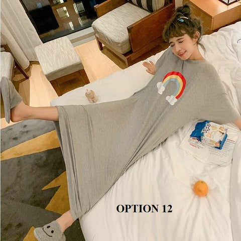 Sexy Oversize Sleepwear Lingerie Cute Print Flower Loose Night Dress CODE: KAR1466
