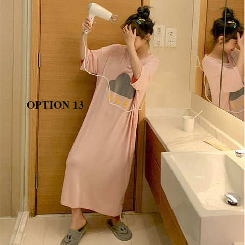 Sexy Oversize Sleepwear Lingerie Cute Print Flower Loose Night Dress CODE: KAR1466