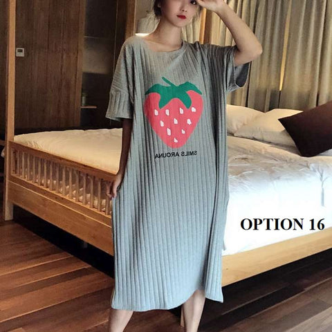 Sexy Oversize Sleepwear Lingerie Cute Print Flower Loose Night Dress CODE: KAR1466