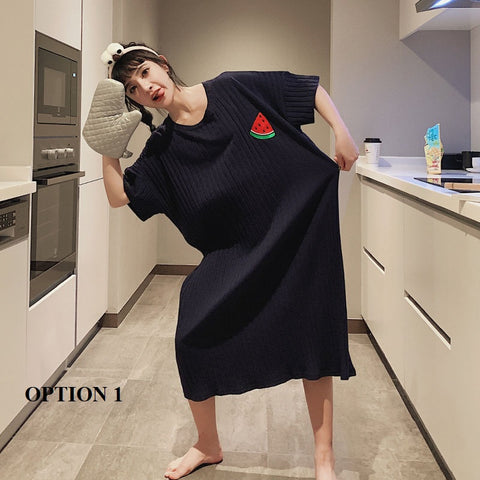 Sexy Oversize Sleepwear Lingerie Cute Print Flower Loose Night Dress CODE: KAR1466