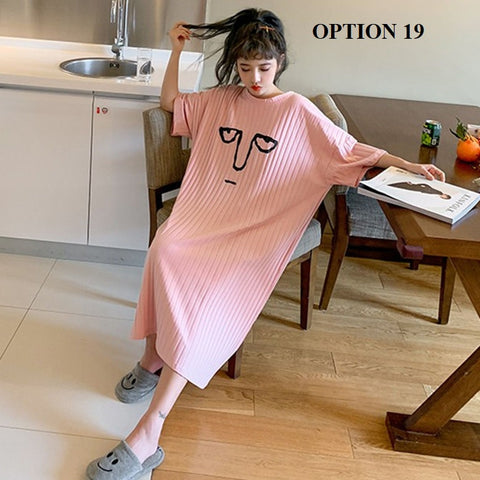 Sexy Oversize Sleepwear Lingerie Cute Print Flower Loose Night Dress CODE: KAR1466