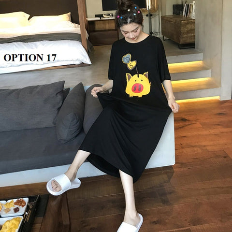Sexy Oversize Sleepwear Lingerie Cute Print Flower Loose Night Dress CODE: KAR1466