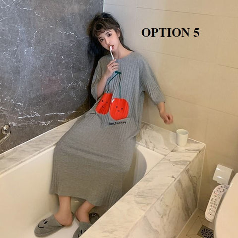 Sexy Oversize Sleepwear Lingerie Cute Print Flower Loose Night Dress CODE: KAR1466