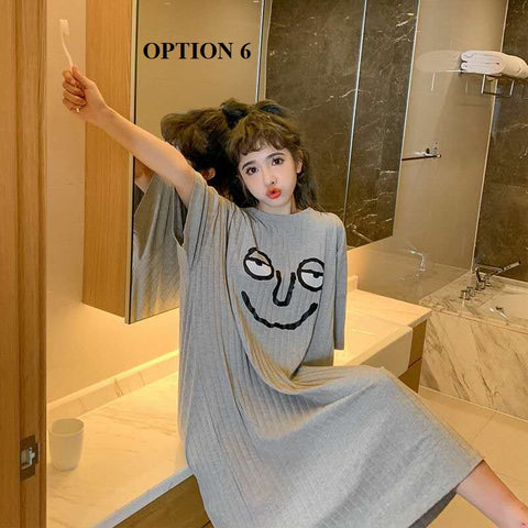 Sexy Oversize Sleepwear Lingerie Cute Print Flower Loose Night Dress CODE: KAR1466