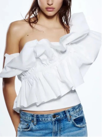 New Fashion White  Backless Hollow Out Sexy Crop Top CODE: KAR1475