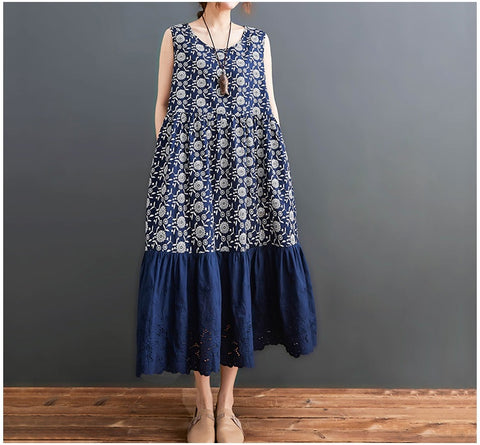 Summer Elegant Floral Casual Sleeveless Oversize Long Dress CODE: KAR1477