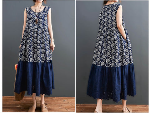Summer Elegant Floral Casual Sleeveless Oversize Long Dress CODE: KAR1477