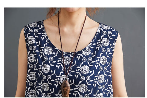 Summer Elegant Floral Casual Sleeveless Oversize Long Dress CODE: KAR1477