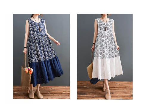 Summer Elegant Floral Casual Sleeveless Oversize Long Dress CODE: KAR1477