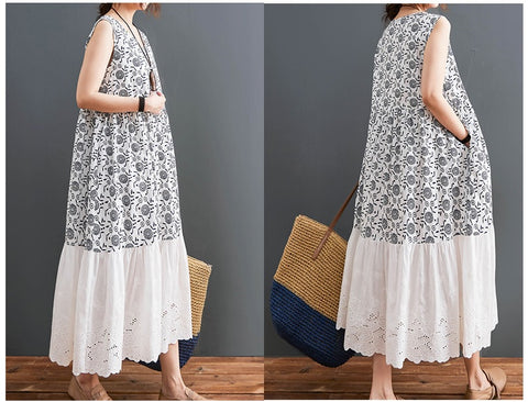 Summer Elegant Floral Casual Sleeveless Oversize Long Dress CODE: KAR1477
