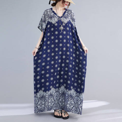 Summer Floor Length Bohemian Beach Wear Oversized Maxi Long Dress CODE: KAR1479