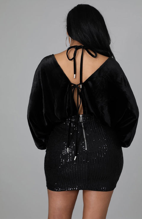 New Solid Bandage Sequins Batwing Sleeve Sexy Celebrity Party Mini Dress CODE: KAR1482