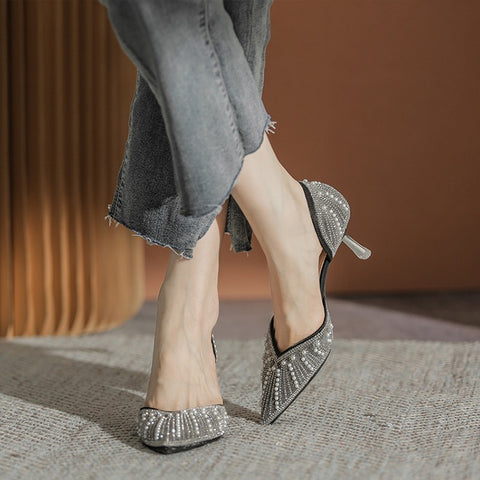 New Rhinestones Pointed Toe High Heel CODE: KAR1485