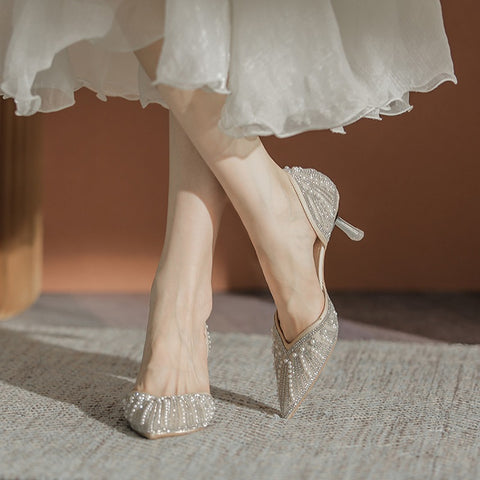 New Rhinestones Pointed Toe High Heel CODE: KAR1485