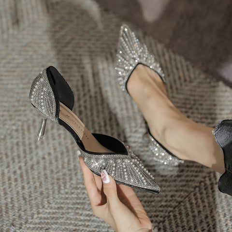 New Rhinestones Pointed Toe High Heel CODE: KAR1485