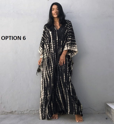 Bohemian Striped Print Beach Kaftan Dress CODE: KAR1496