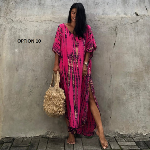 Bohemian Striped Print Beach Kaftan Dress CODE: KAR1496