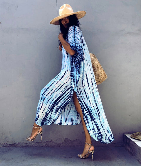 Bohemian Striped Print Beach Kaftan Dress CODE: KAR1496