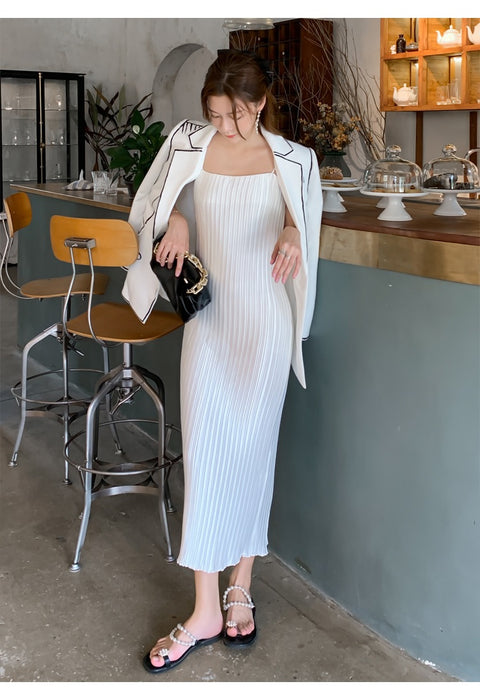 Summer Sleeveless Drapped Casual Maxi Satin Slip Dress CODE: KAR1497