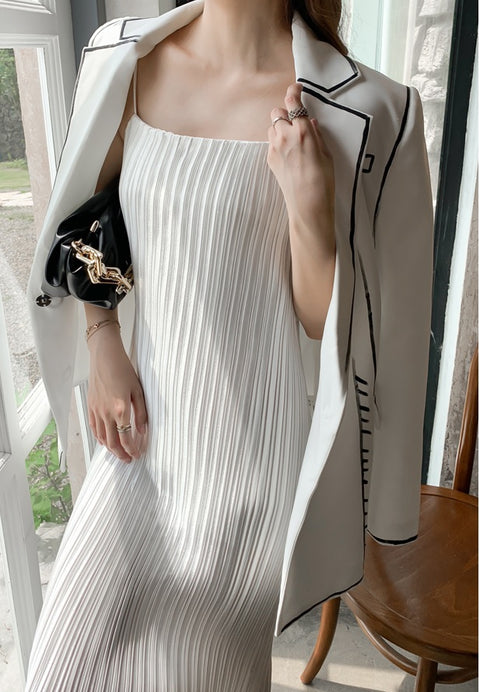 Summer Sleeveless Drapped Casual Maxi Satin Slip Dress CODE: KAR1497