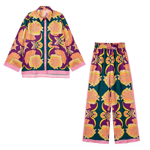 New Fashion Pocket Decoration Print Long Sleeve Shirt and Pant CODE: KAR1498