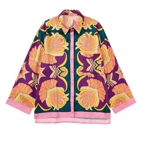 New Fashion Pocket Decoration Print Long Sleeve Shirt and Pant CODE: KAR1498