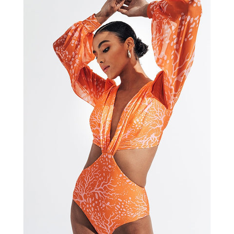 New Backless Long Sleeve High Waist Lace Up Swimsuit CODE: KAR1504