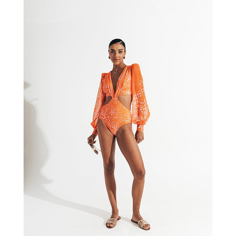New Backless Long Sleeve High Waist Lace Up Swimsuit CODE: KAR1504