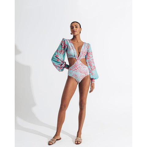 New Backless Long Sleeve High Waist Lace Up Swimsuit CODE: KAR1504