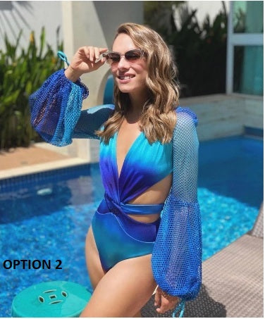 New Sexy Long Sleeve Wetsuit Print Swimsuit CODE: KAR1505