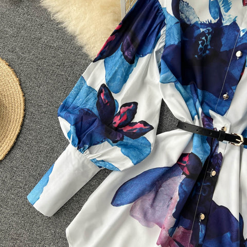 New Elegant  Long Sleeve  Printed Shirt Dress CODE: KAR1508