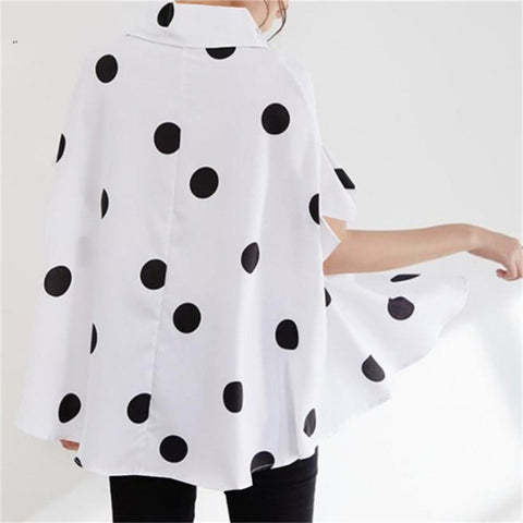 Summer New Printed Polka Dot Loose Casual Front Breasted Short Sleeve Oversized Boho Lapel Shirt CODE: KAR1526