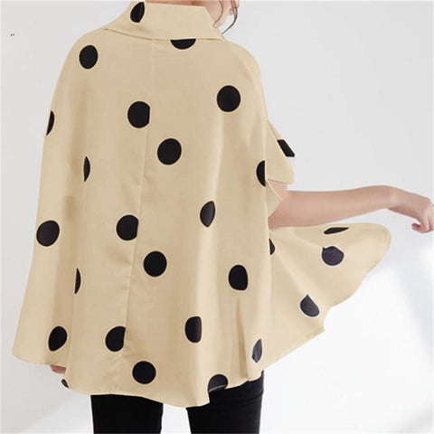 Summer New Printed Polka Dot Loose Casual Front Breasted Short Sleeve Oversized Boho Lapel Shirt CODE: KAR1526