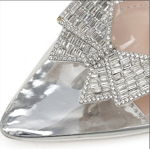 New Pointed Transparent  Bow Wine Glass high heel Sandals CODE: KAR1531