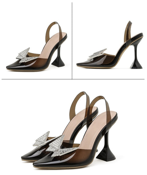 New Pointed Transparent  Bow Wine Glass high heel Sandals CODE: KAR1531