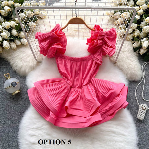New Pleated Off-the-shoulder Suspender Slim-fit Top CODE: KAR1537