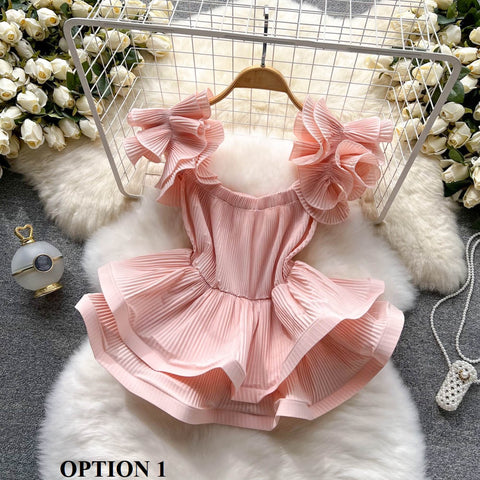 New Pleated Off-the-shoulder Suspender Slim-fit Top CODE: KAR1537